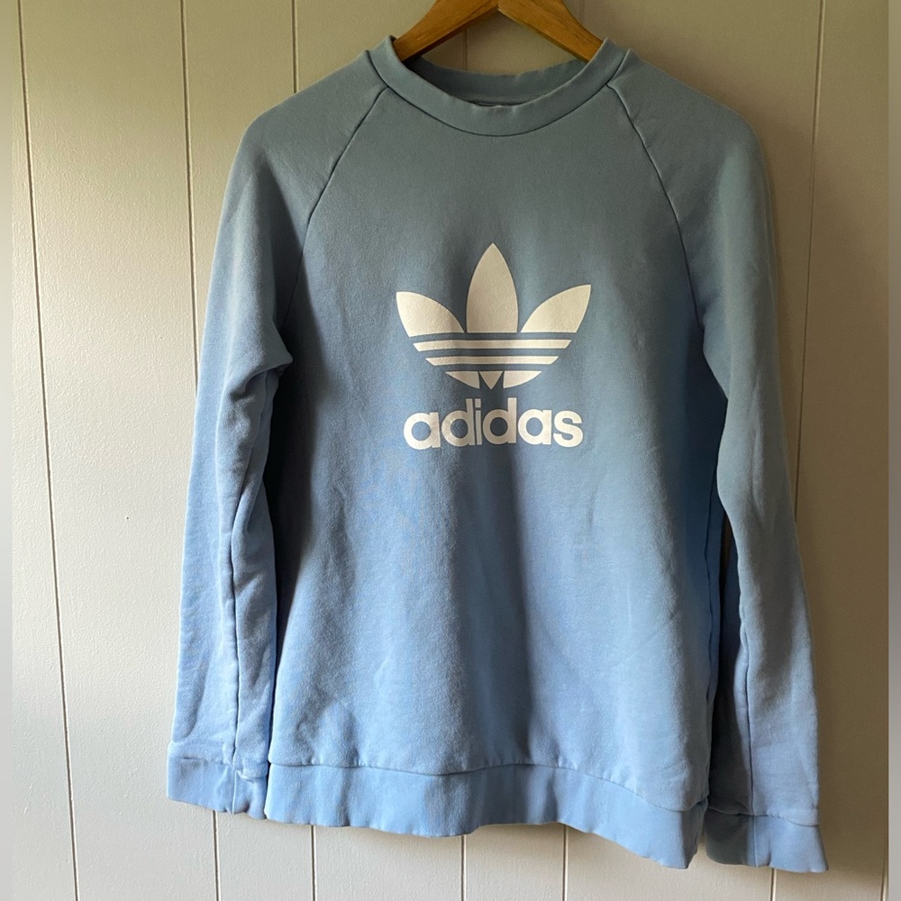 Women’s Adidas light blue sweatshirt. Size medium